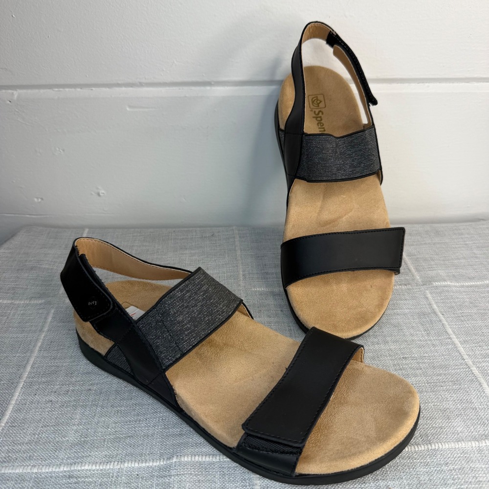 Spenco Women's 11 Sanabel Black Sling Back Sandals Black Comfort